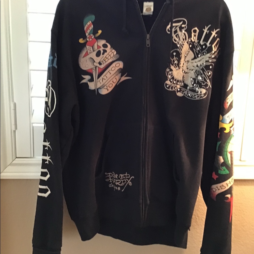 Ed Hardy black tattoo style hoodie